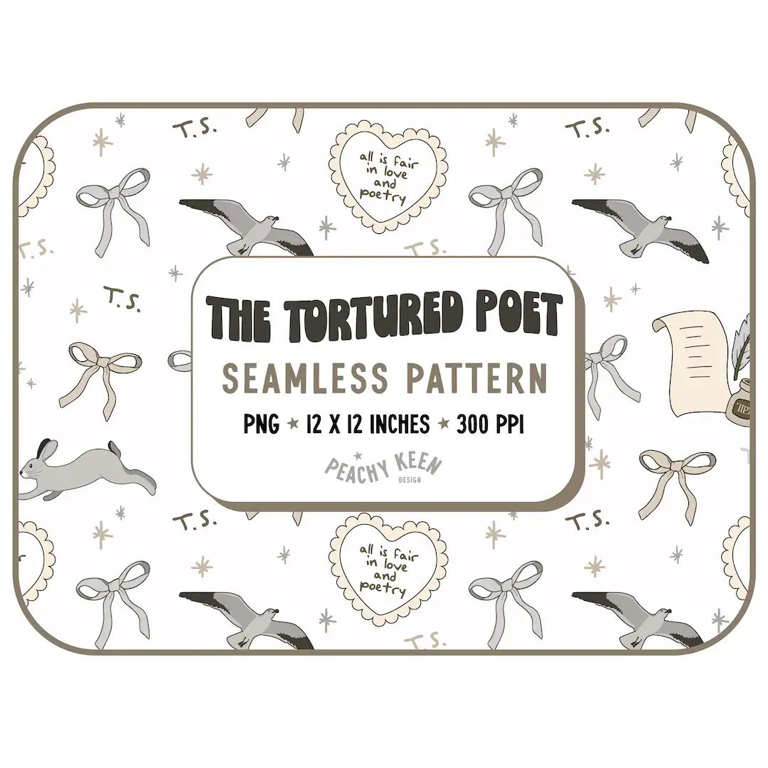 The Tortured Poets Dept Seamless Pattern PNG / File for Creators / Sublimation / Printable Repeat... | Etsy (US)