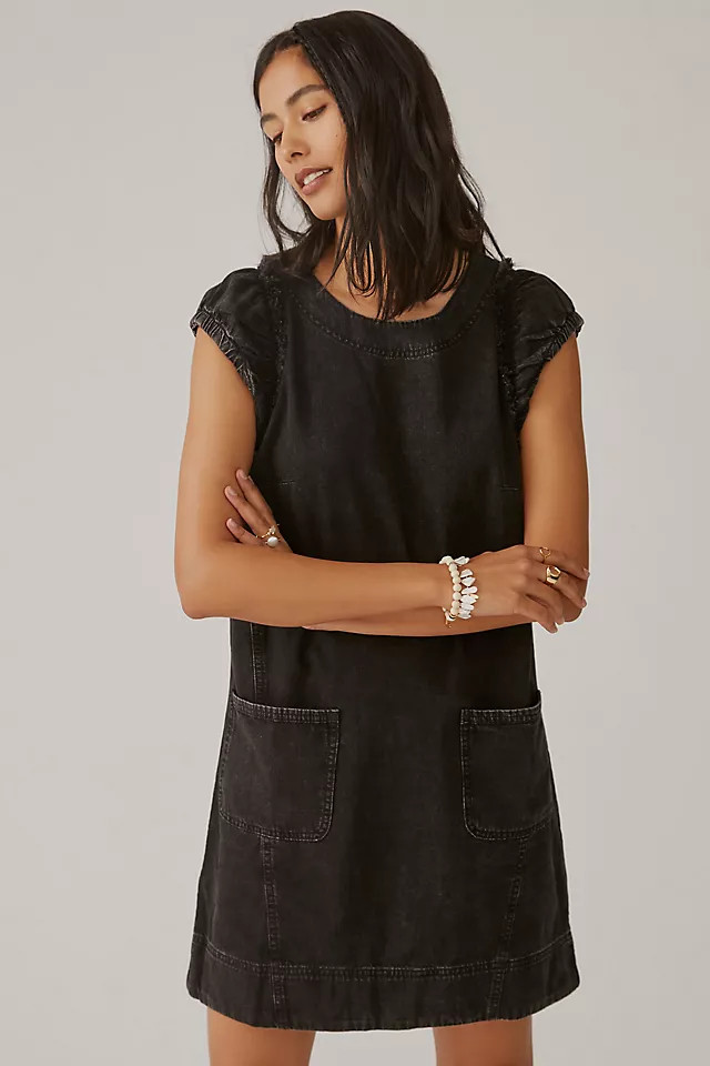 Pilcro Ruffle-Shoulder Utility Mini Dress | Anthropologie (US)
