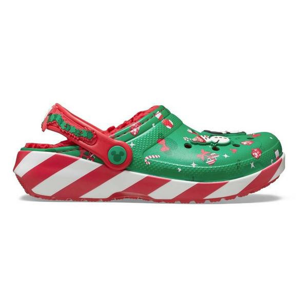 Kids' Crocs Mickey Mouse Holiday Lined Casual Clogs Regular 2 Green/Red/White | Scheels Sports