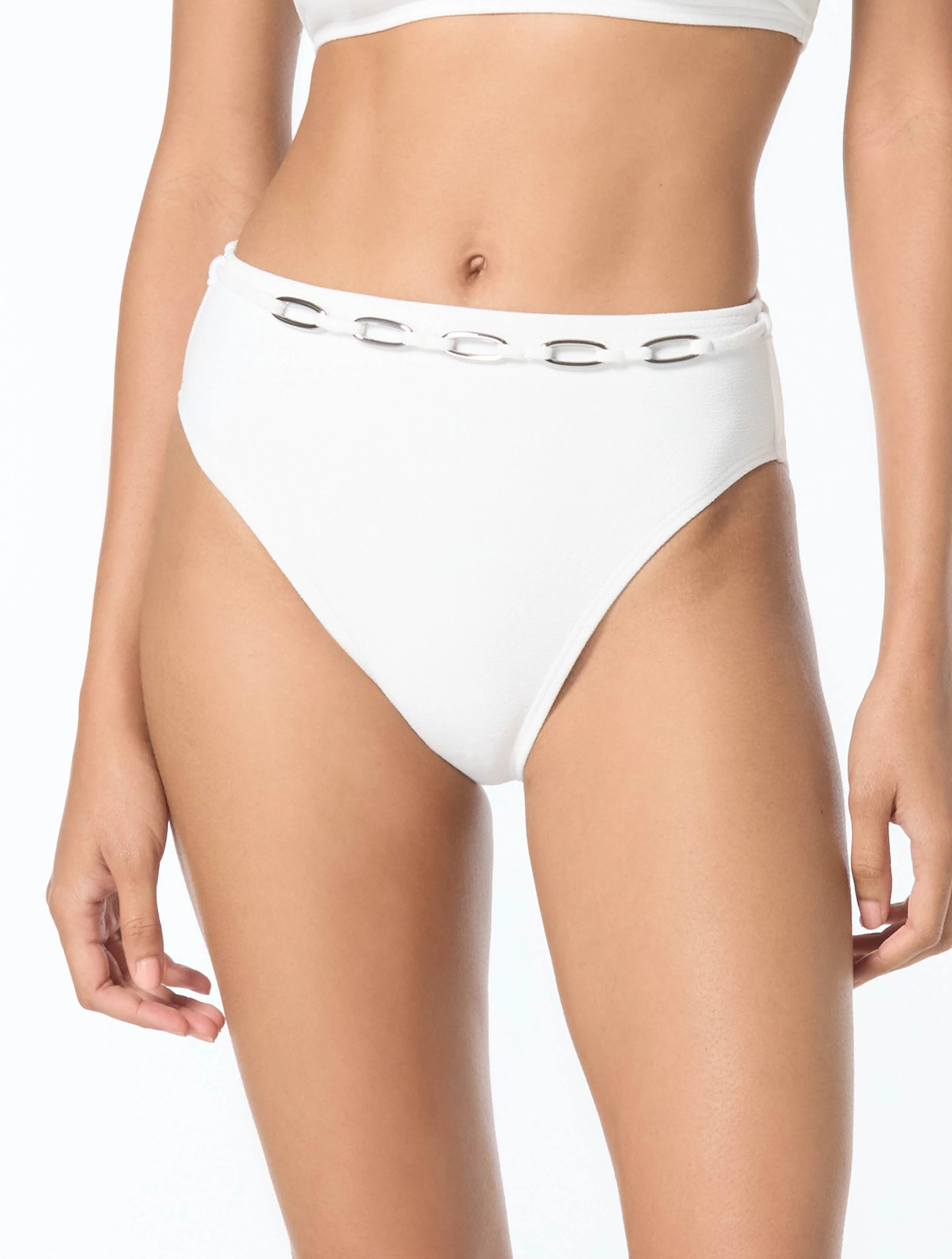 Michael Kors High Waist Textured Bikini Bottom - Crepe Solids | Beach2Ocean