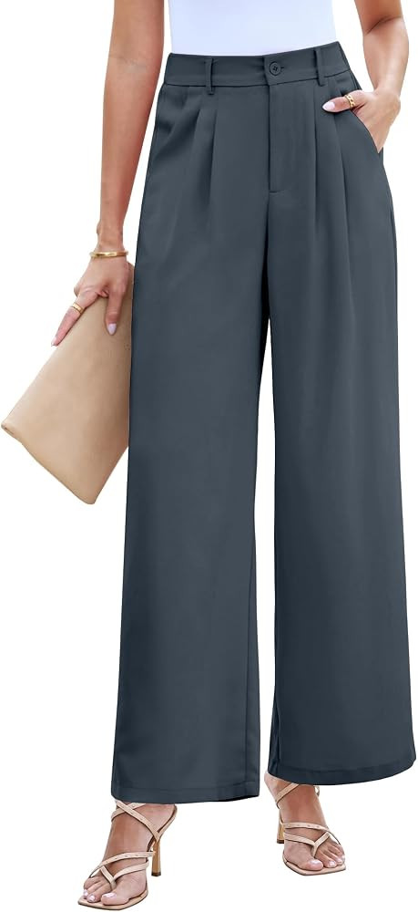 LookbookStore Wide Leg Dress Pants Woman High Waisted Business Casual Pleated Trousers Pants Loos... | Amazon (US)