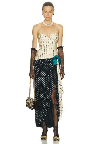 Valentino Crepe De Chine Pois Dress in Black | FWRD 