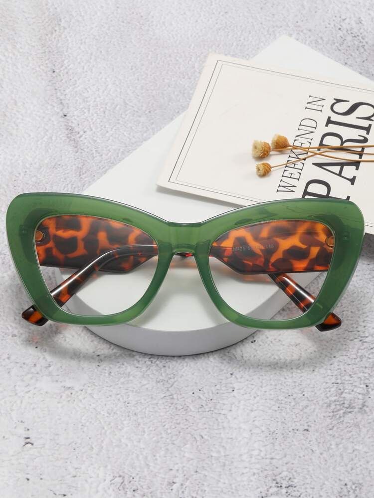 Tortoiseshell Pattern Cat Eye Anti-blue Light Eyeglasses | SHEIN
