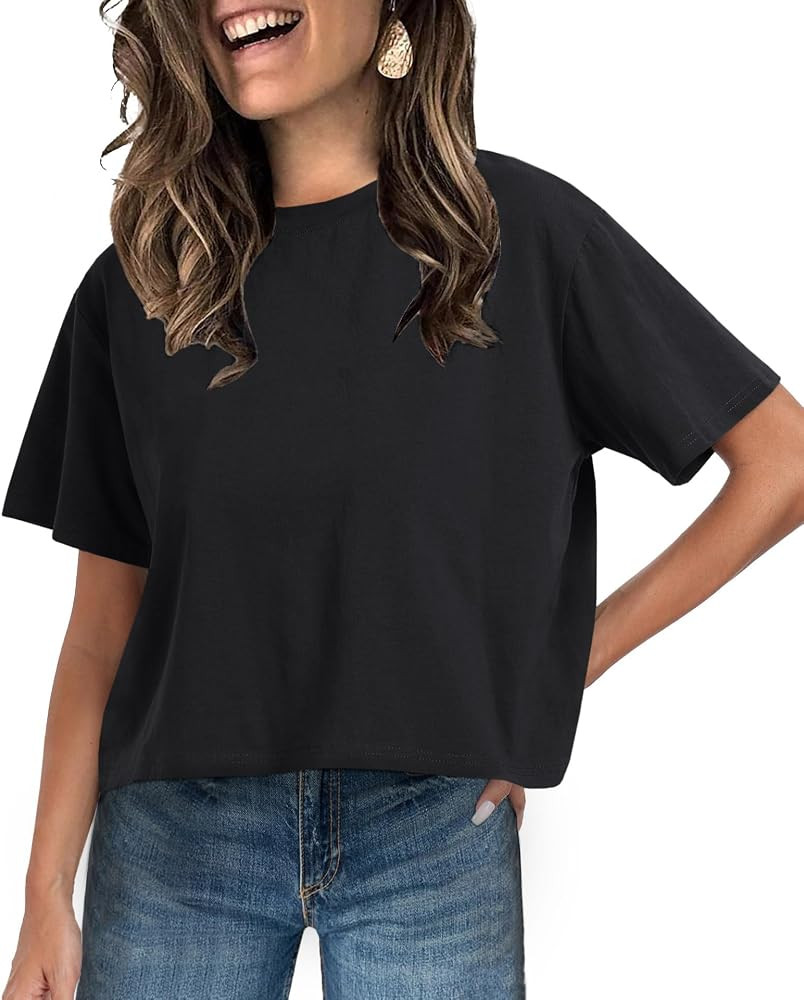 UNCLECAT Women's Short Sleeve Crop Tops 2026 Summer Basic Cropped T Shirts Workout Casual Crew Ne... | Amazon (US)
