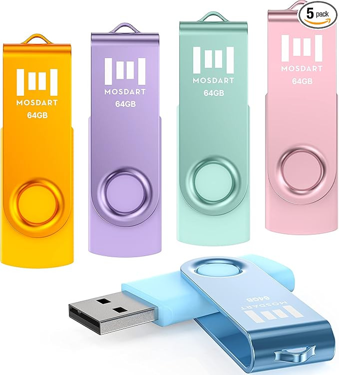 MOSDART 64GB USB2.0 Flash Drive, with Keychain Loop, Swivel Design with LED Light, exFAT Memory S... | Amazon (US)
