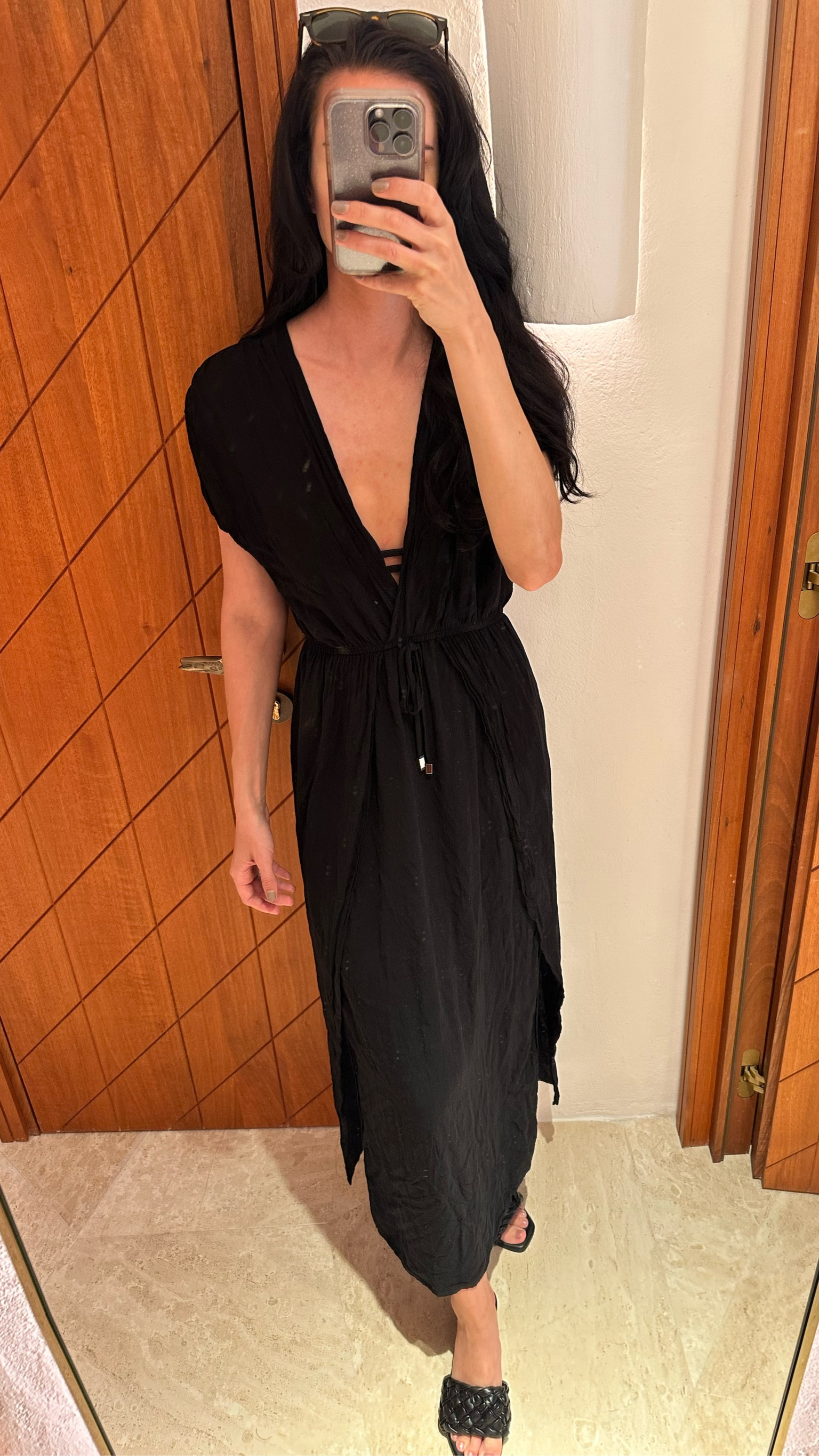 Black cover-up caftan and black one piece swimsuit to go to the beach club. I’ve had this caftan for over a year, and it’s my favorite cover-up. Couldn’t find the exact swimsuit I’m wearing, but I linked several below by the same brand. If you like a little more coverage on the back side, the Becca brand is one of my favs. 

#LTKeurope #LTKswim #LTKtravel