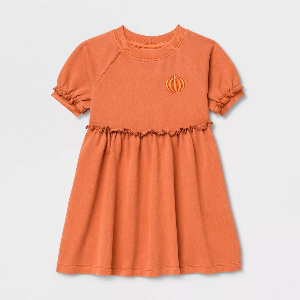 Toddler Girls' Halloween Embroidered Pumpkin Short Sleeve Jumpsuit - Cat & Jack\u2122 Orange 5T | Target