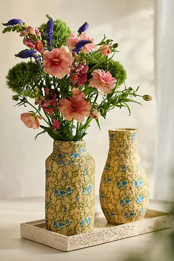 Patterned Papier Mache Vase, Floral | Anthropologie (US)
