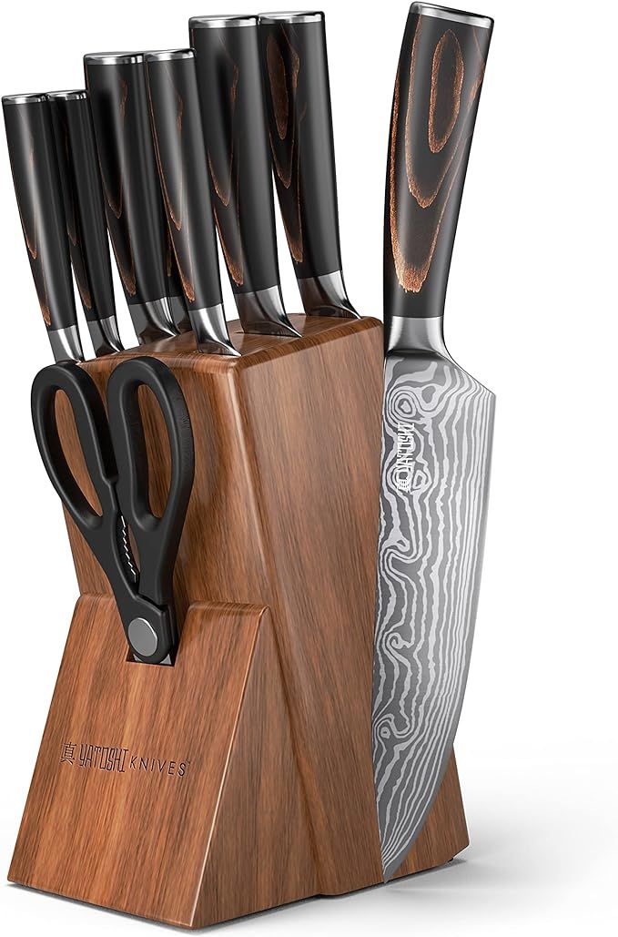 Yatoshi 7 Knife Block Set - Pro Kitchen Knife Set Ultra Sharp High Carbon Stainless Steel with Er... | Amazon (US)