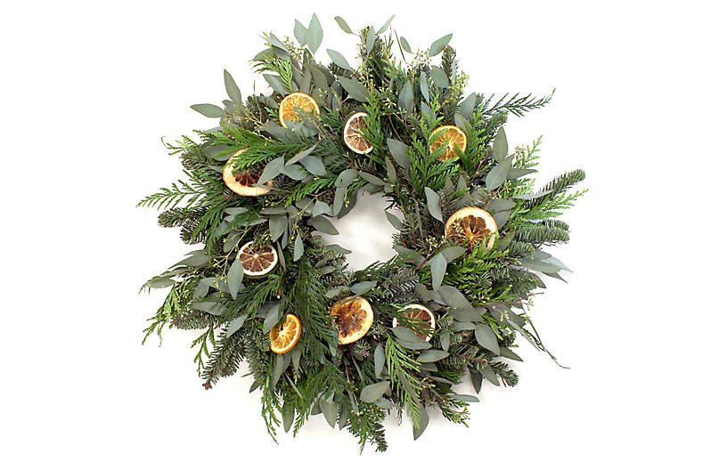 20" Orange & Lemon Slices Wreath, Live | One Kings Lane