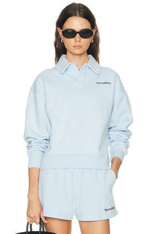 Serif Logo Embroidered Polo Sweatshirt | FWRD 