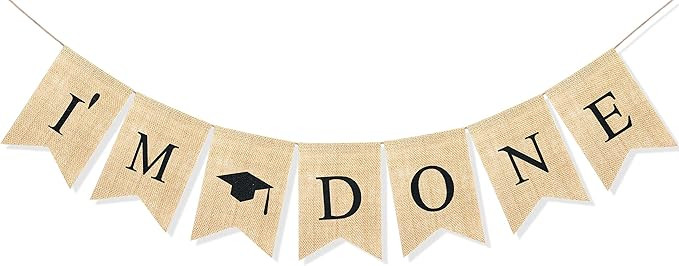 Uniwish I am Done Banner for Graduation Party Decorations 2022 Garland College High School Grad P... | Amazon (US)