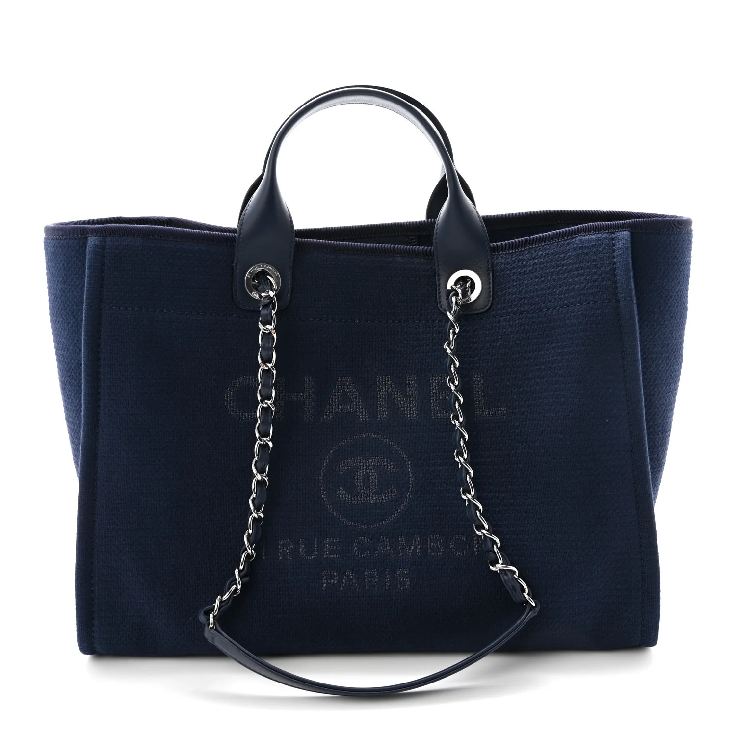 Chanel Mixed Fibers Calfskin Medium Deauville Tote Navy Blue 1893676 | FASHIONPHILE (US)