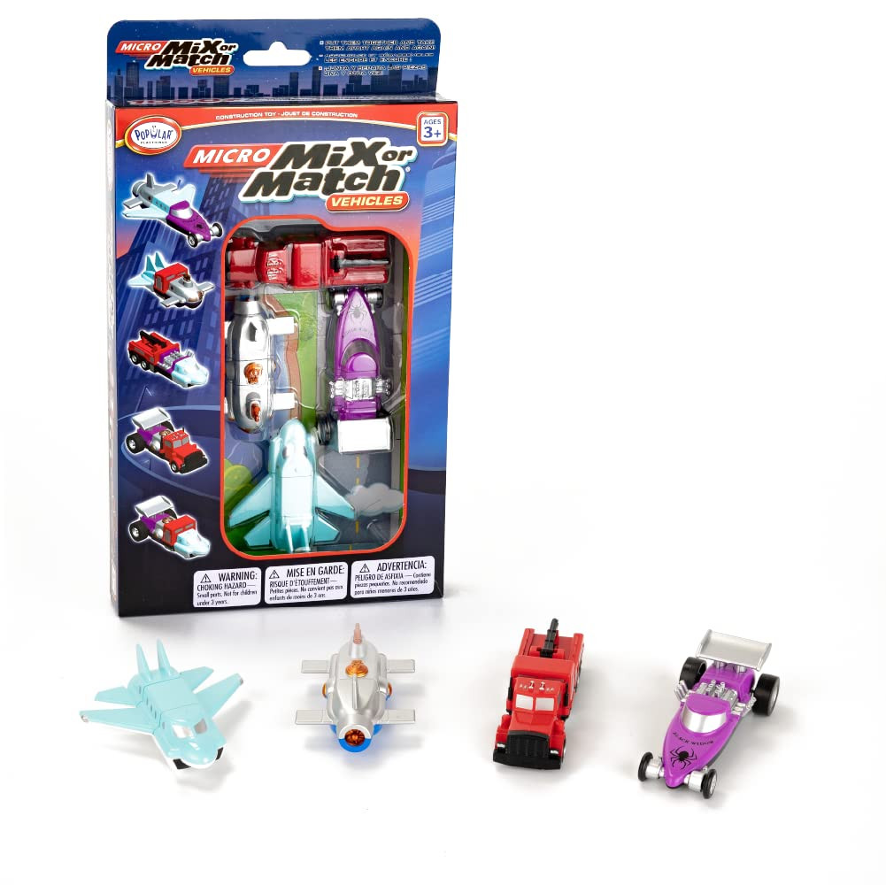 POPULAR PLAYTHINGS Micro Mix or Match Vehicles Deluxe Set of 4 Toy Cars, Toy Fire Truck, Toy Airp... | Amazon (US)