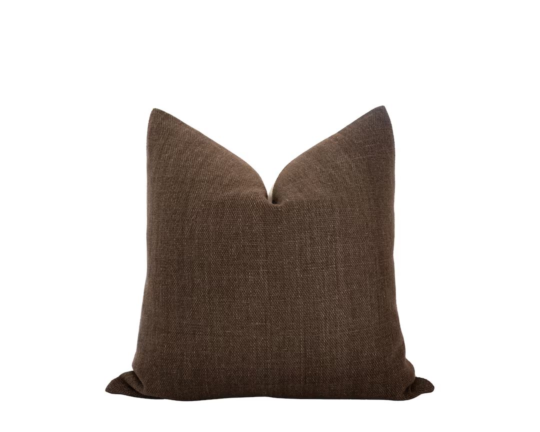 WINSTON Dark Brown Handwoven Pillow Cover Dark Brown Pillow Chocolate Brown Fall Pillow Woven Pil... | Etsy (US)