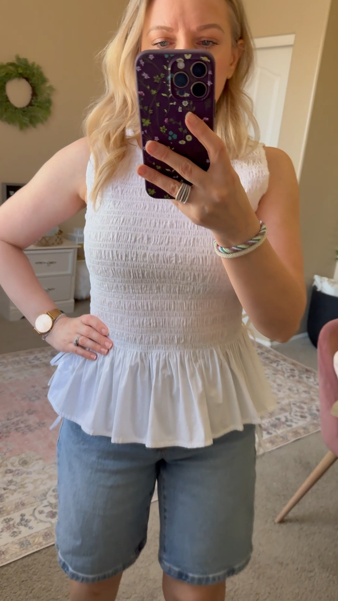 Cute summer outfit idea for moms over 40. These denim shorts from Walmart are perfect and only $17.

#LTKOver40 #LTKmomlife #LTKPetite #LTKSaleAlert #LTKSeasonal
