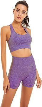 Toplook Women Seamless Yoga Workout Set 2 Piece Outfits Gym Shorts Sports Bra | Amazon (US)