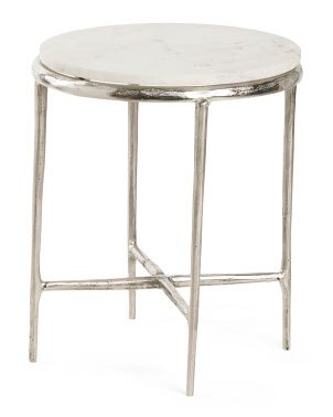 Aluminum And Marble Accent Table | TJ Maxx