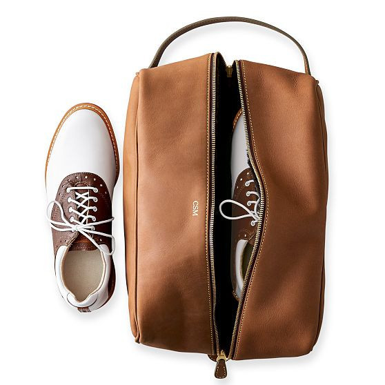 Leather Travel Shoe Bag, Tobacco | Mark and Graham