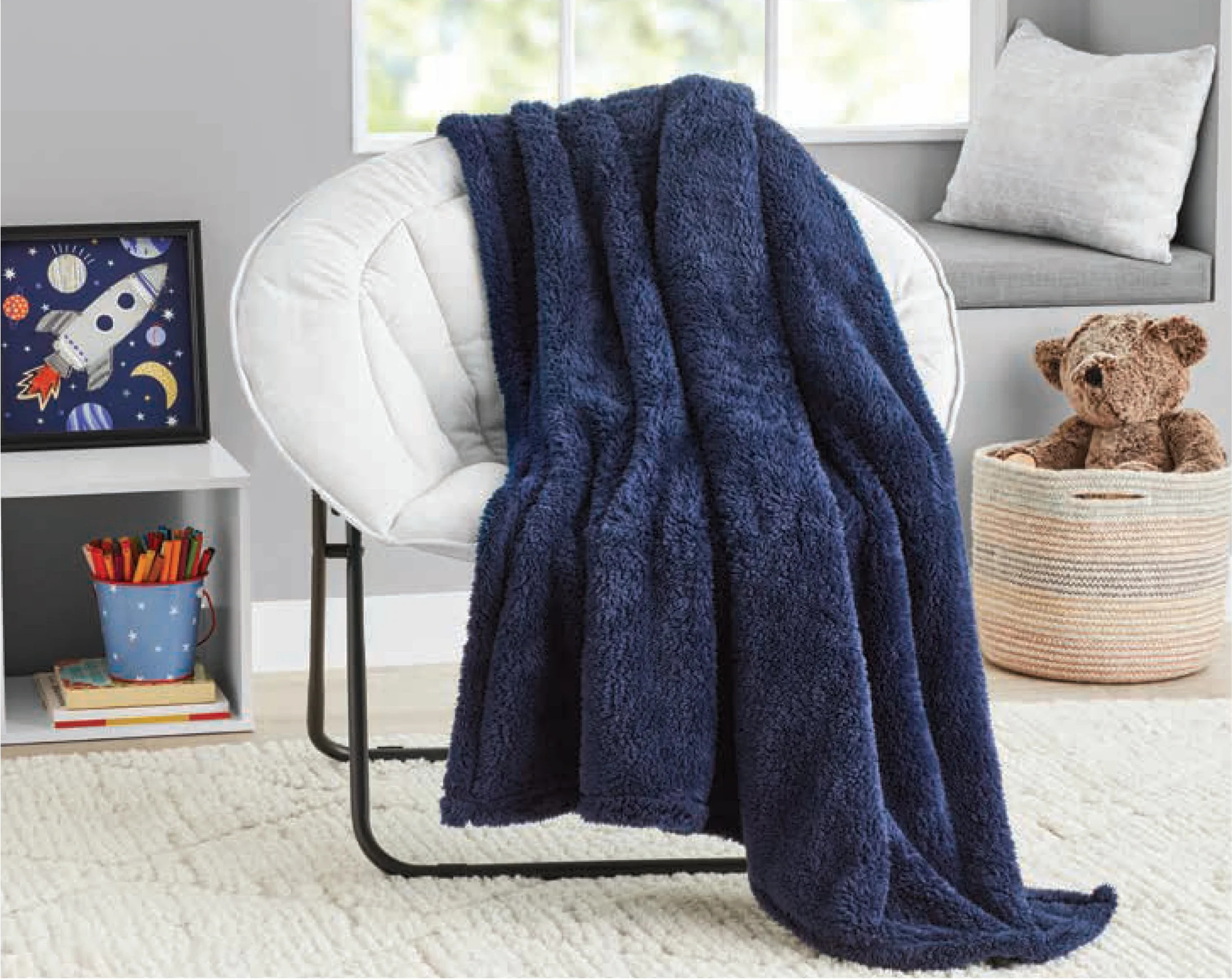 Your Zone Soft, Navy Blue, Oversized, Fuzzy, Throw Blanket for Kids, 72 x 50 inches | Walmart (US)