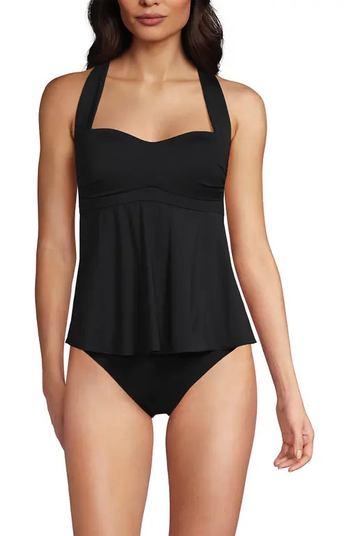 Lands' End Sweetheart Fauxkini One Piece in Black at Nordstrom, Size 8 | Nordstrom