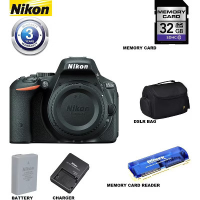 Nikon D5500/D5600 DSLR Camera (Body Only) with 3 Year Extended Warranty | Sandisk 32GB | Case & Card Reader | Target