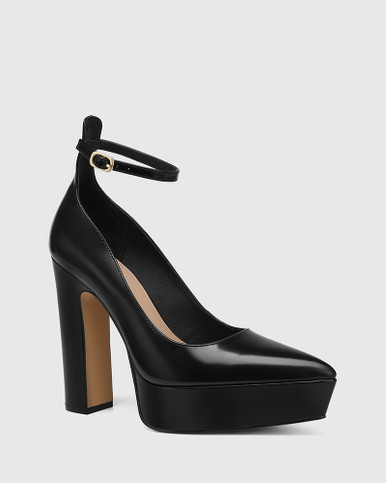 Zaidia Black Box Leather Platform Heel Pump | Wittner