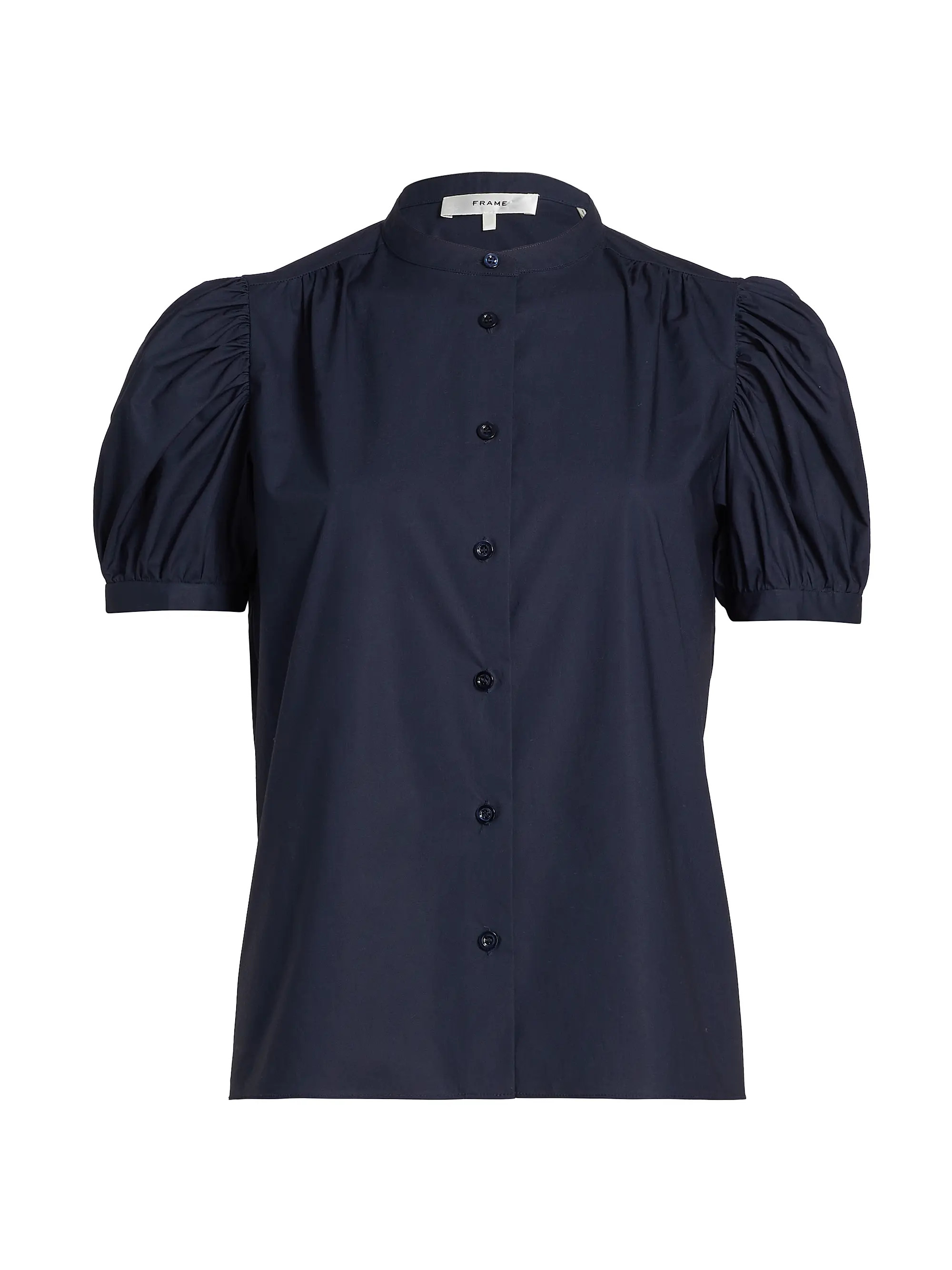 Frame Gathered Puff-Sleeve Top | Saks Fifth Avenue | Saks Fifth Avenue