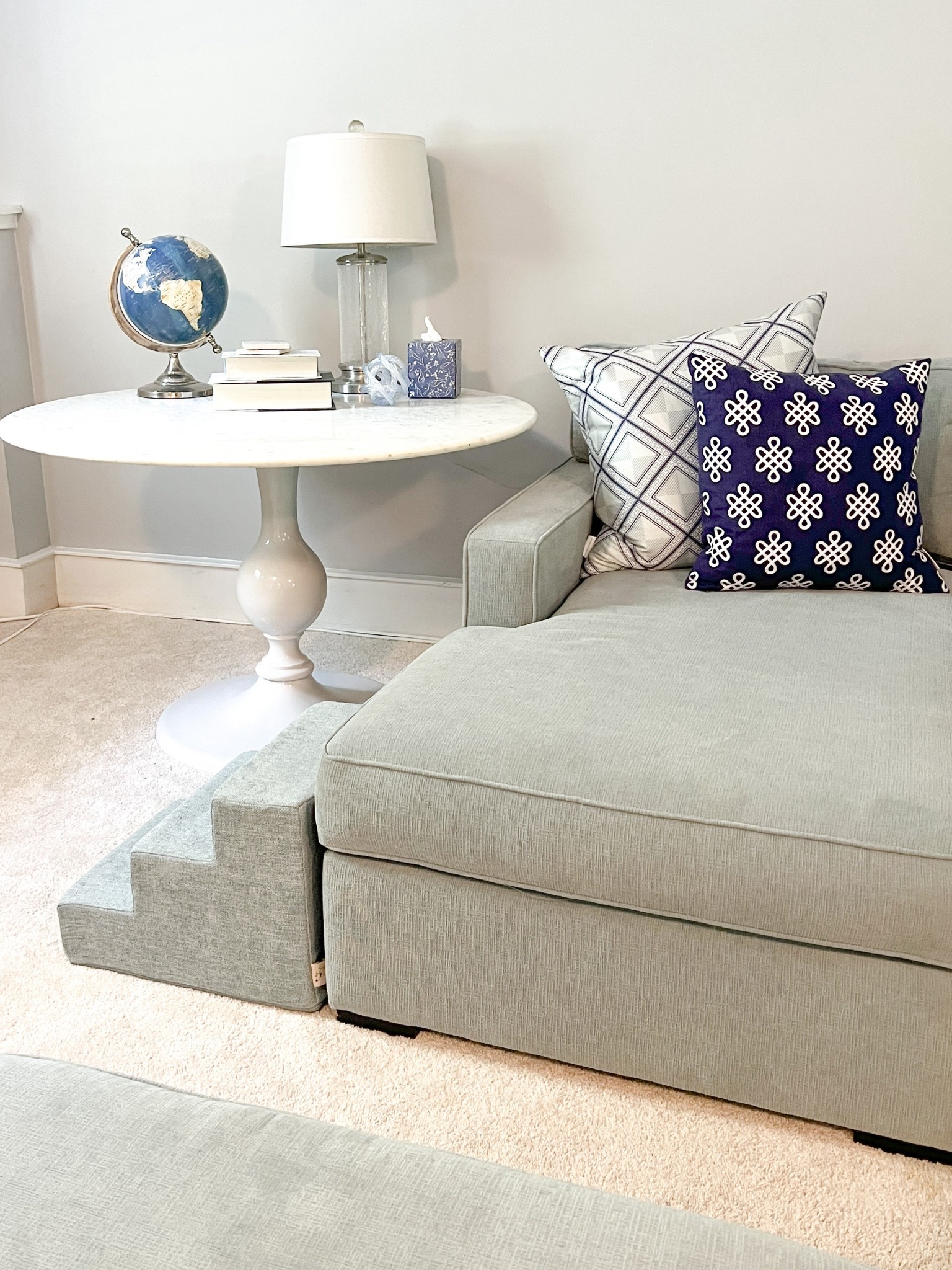 Obsessed with the color match of these new light teal puppy dog steps to get up onto our heavenly robbins egg blue Radley sectional. 

#LTKFindsUnder50 #LTKHome #LTKPets