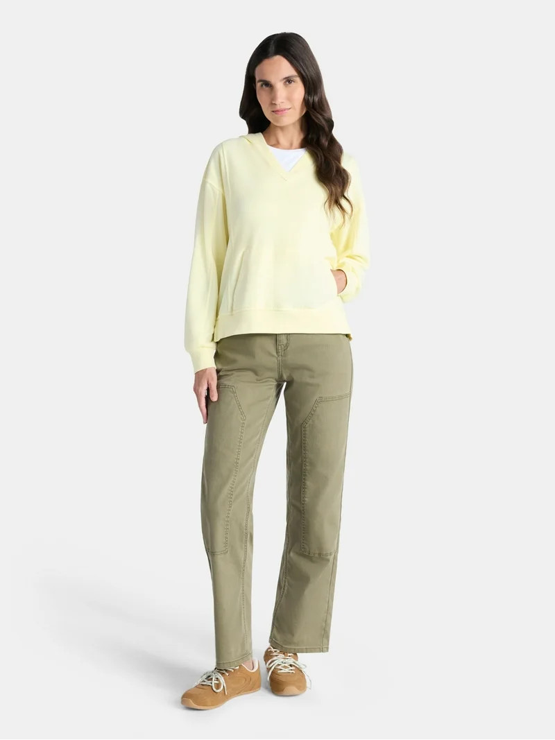 Time and Tru Women's Split Neck Hoodie, Sizes XS-3XL | Walmart (US)