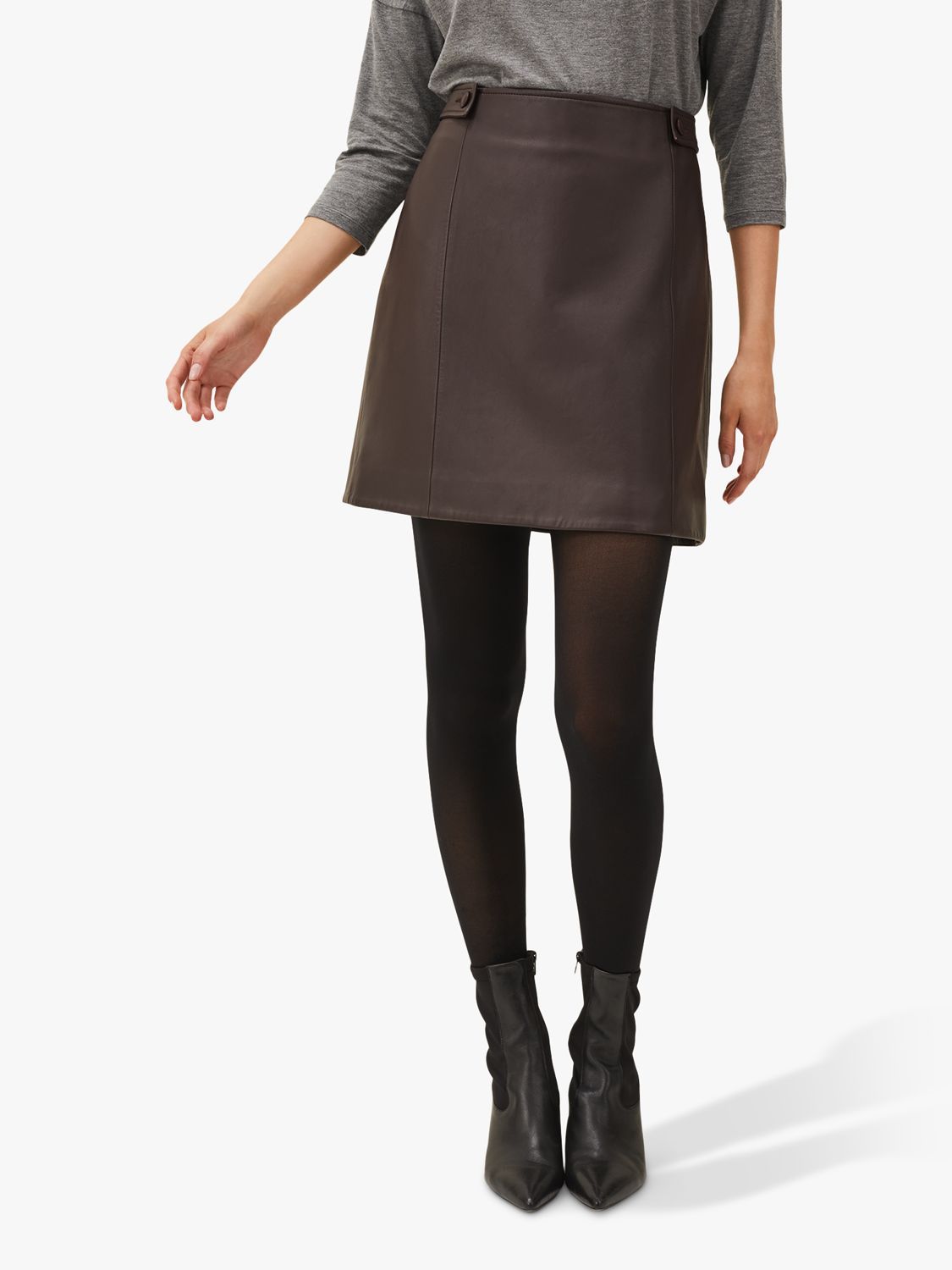 Phase Eight Nadine Leather Mini Skirt, Mulberry | John Lewis (UK)