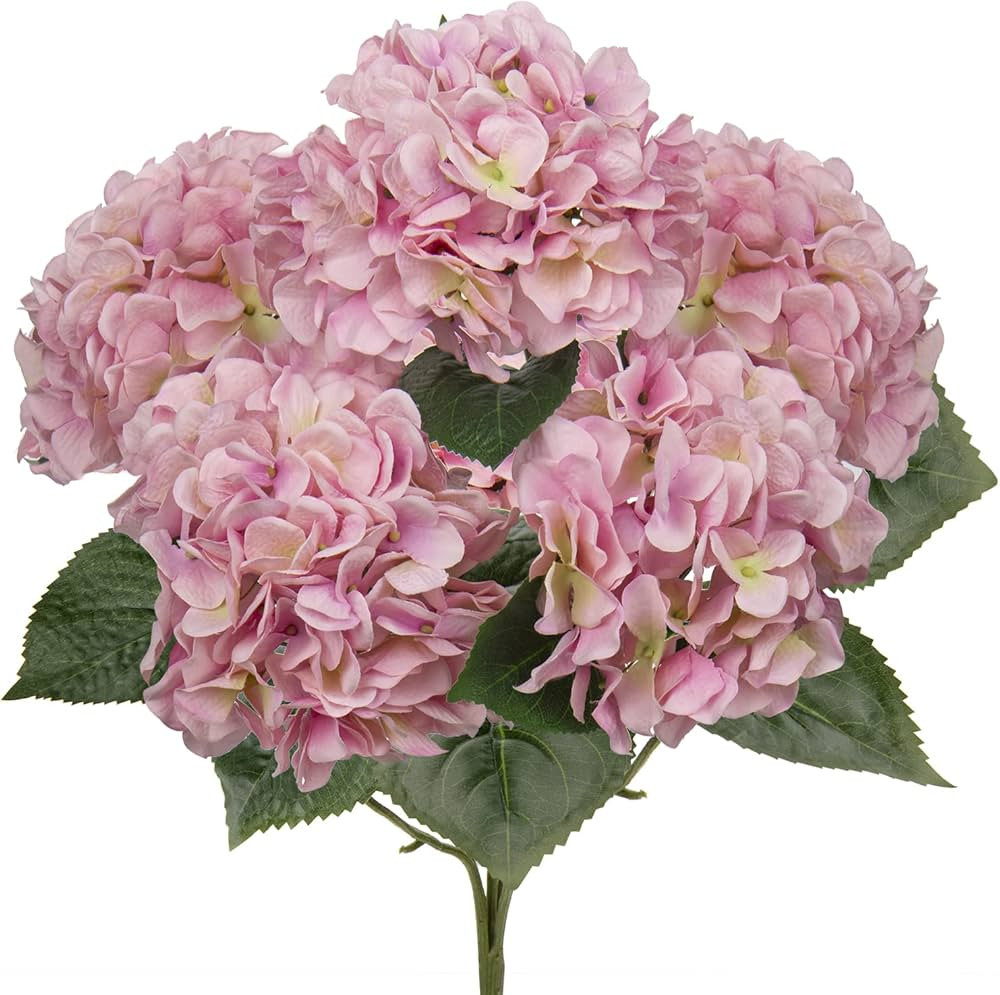 Pink Hydrangea Artificial Flowers Large Artificial Hydrangeas Silk Flowers for Home Decor Indoor ... | Amazon (US)