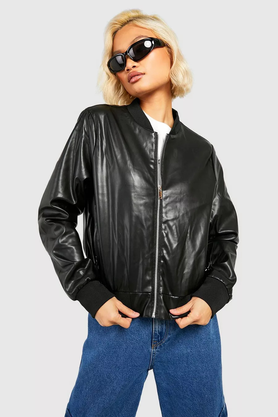 Faux Leather Bomber Jacket | Boohoo.com (UK & IE)