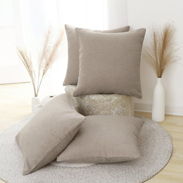 Deconovo Taupe Pillow Covers Throw Cushion Covers Faux Linen Pillow Case Covers for Living Room T... | Walmart (US)