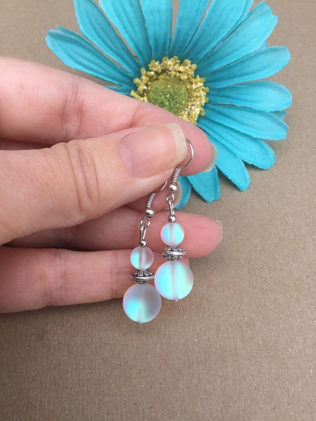 Mermaid Earrings - Glass Bead Earrings - Earrings for Women - Unique Earrings - Iridescent Earrin... | Etsy (US)