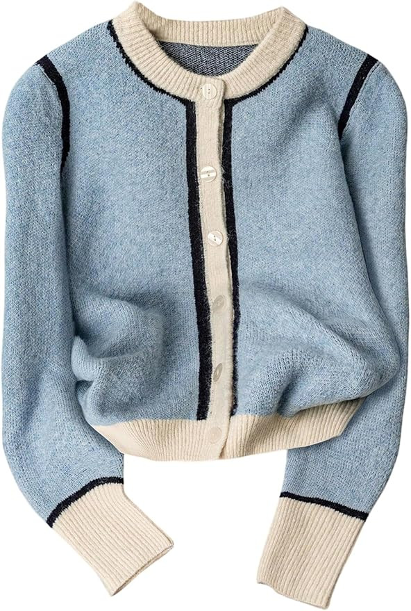 SOLY HUX Women's Button Down Cardigan Sweater Color Block Long Sleeve Crew Neck Trendy Sweaters F... | Amazon (US)