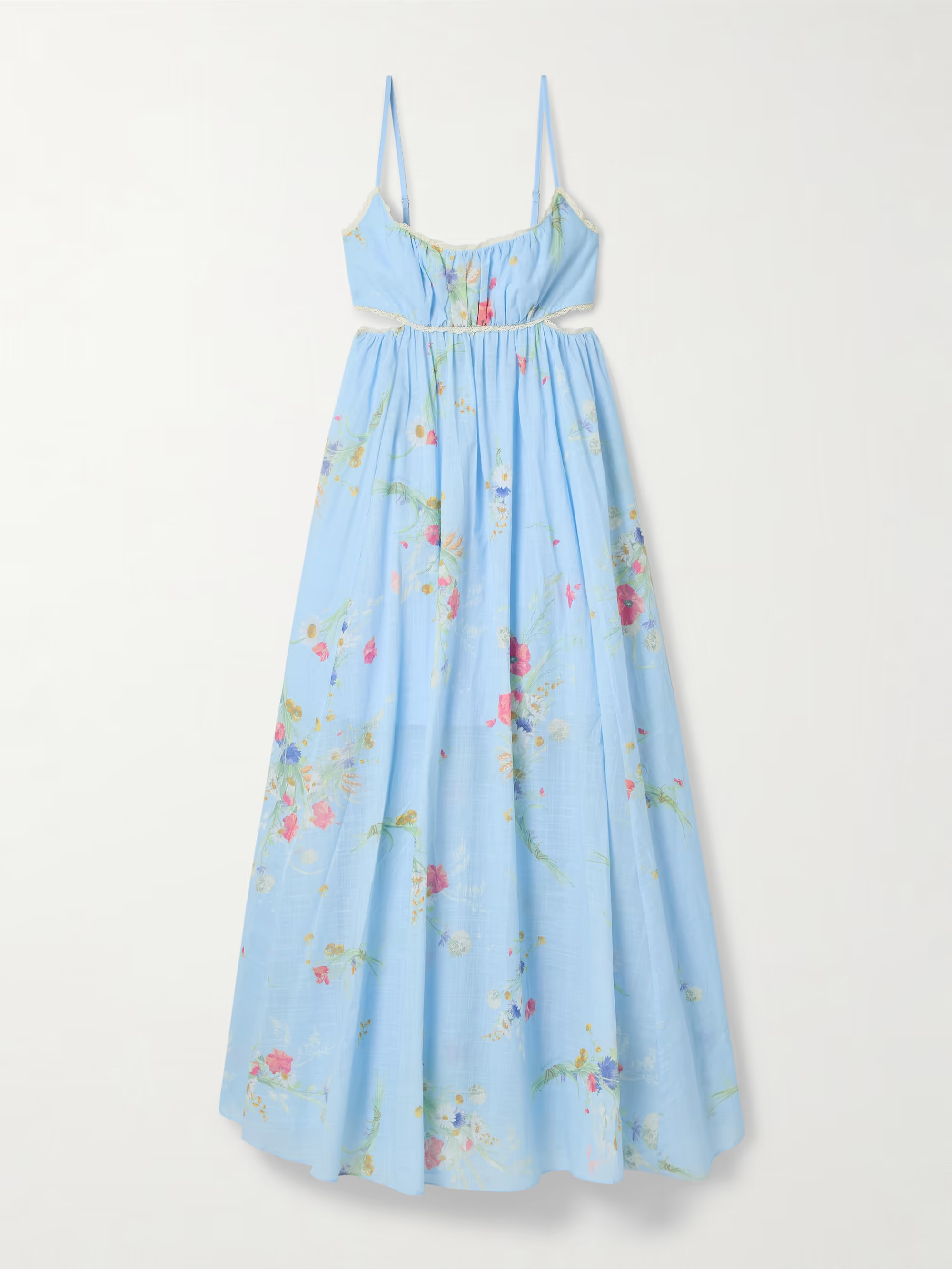 Lucky Picnic cutout crocheted lace-trimmed printed cotton-voile maxi dress | NET-A-PORTER (US)