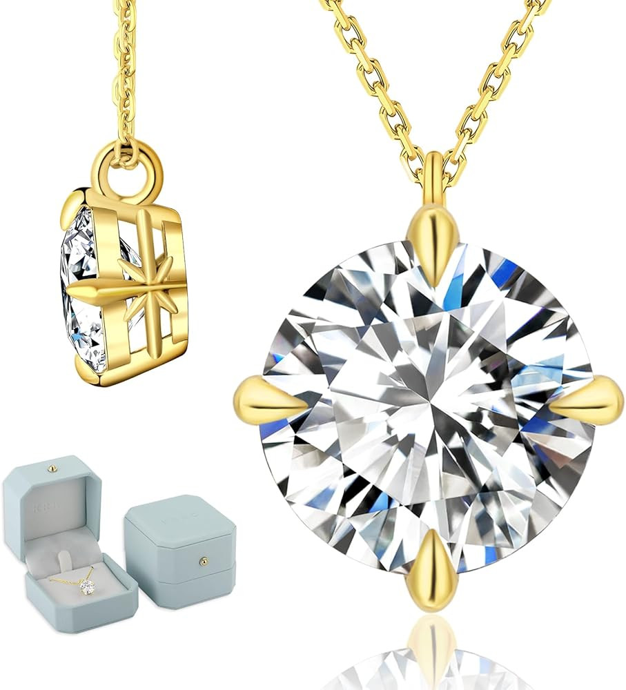 KRKC Moissanite Pendant Necklace for Women, 0.5CT/1CT/2CT/3CT/4CT Lab Created Diamond Solitaire P... | Amazon (US)