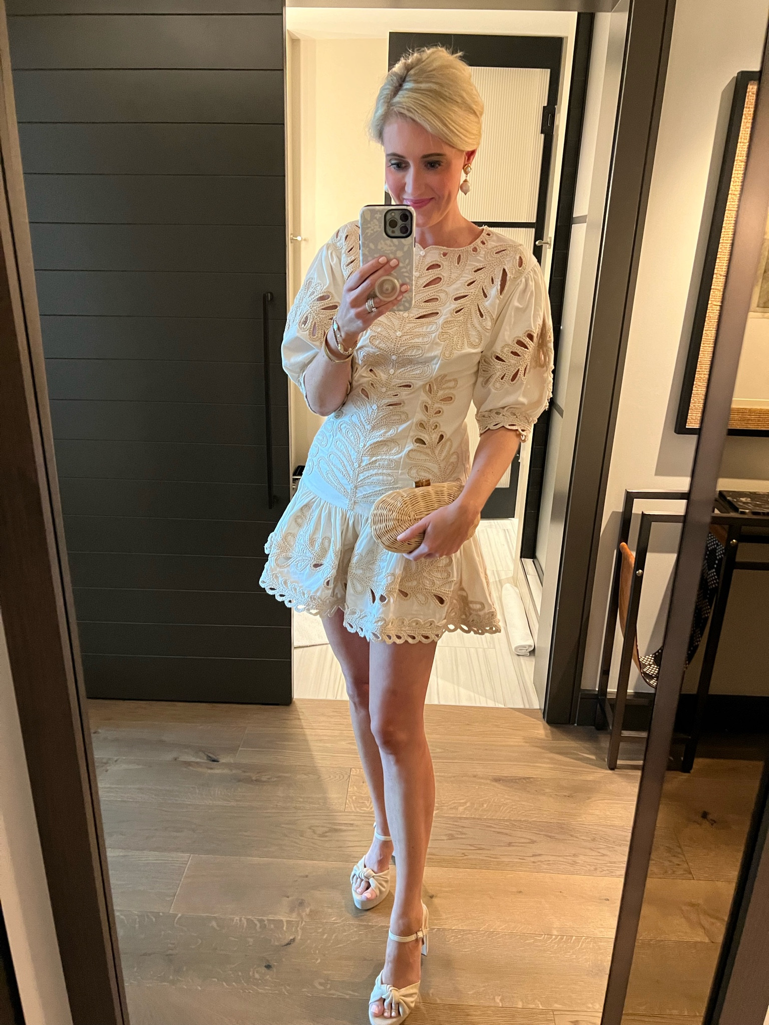 Embroidered dress! Love these platform heels! They are so comfortable! 