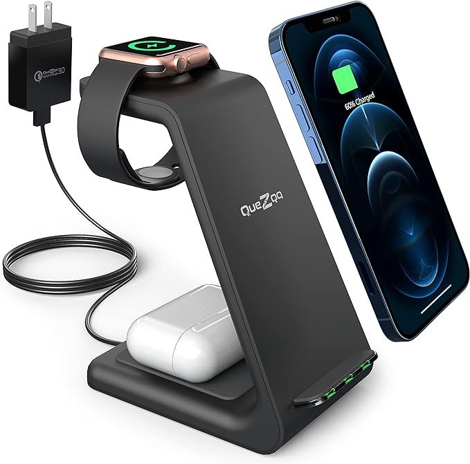 Quezqa Wireless Charging Stand – 3 in 1 Fast Wireless Charger – Qi Charging Station Dock Comp... | Amazon (US)