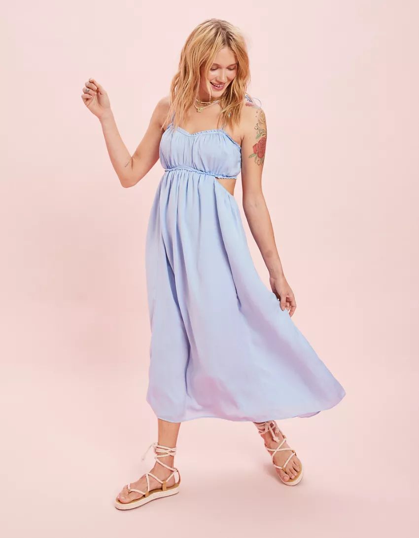 AE Silky Ruched Midi Dress | American Eagle Outfitters (US & CA)