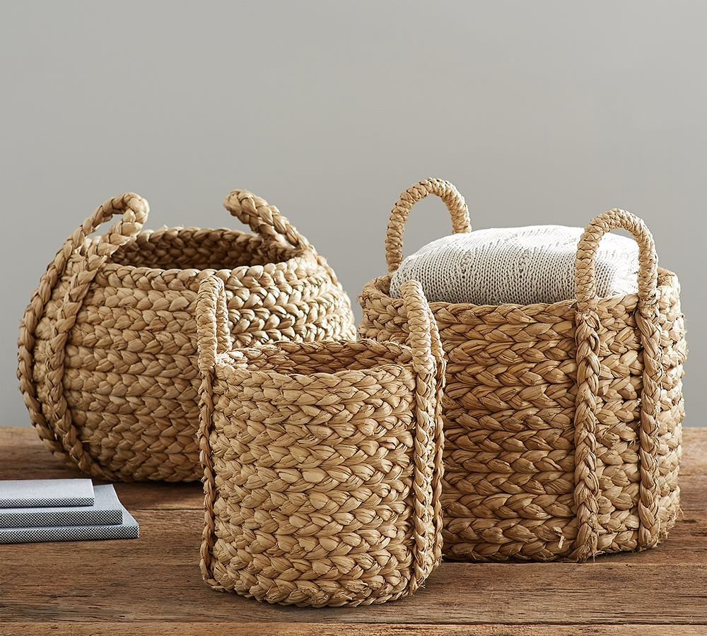 Beachcomber Handwoven Seagrass Round Handled Baskets | Pottery Barn (US)