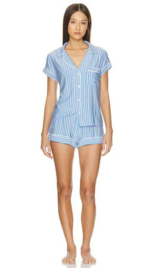 Gisele Printed Shortie PJ Set in Vista Blue & Ivory | Revolve Clothing (Global)