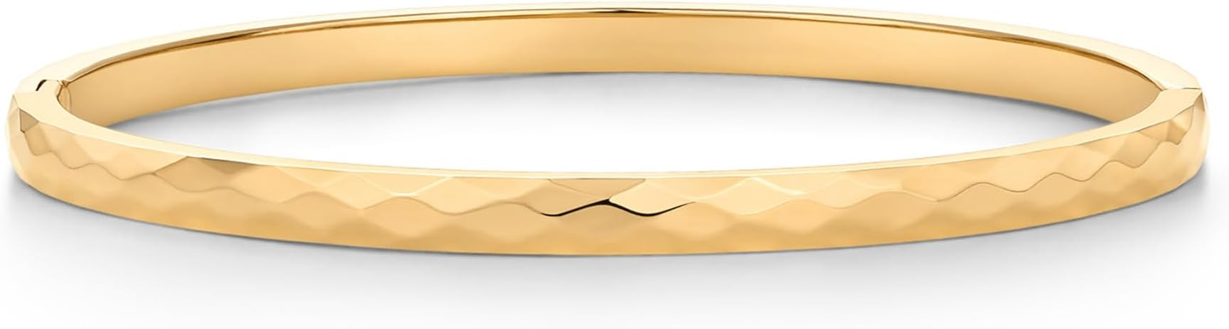PAVOI 14K Gold Plated Waterproof Bangle Bracelets for Women | Stainless Steel Faceted Hammered Ba... | Amazon (US)
