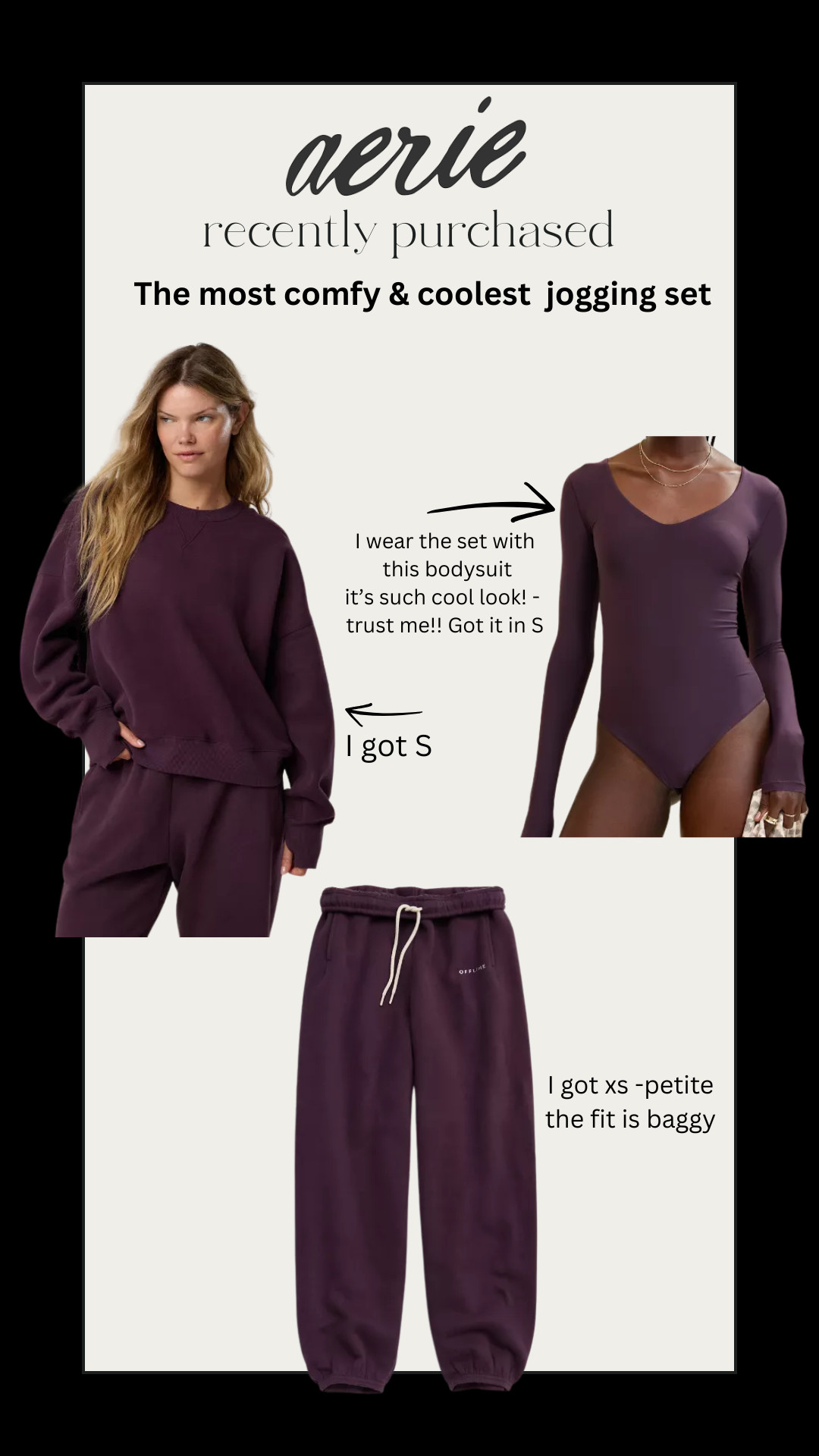 everything I purchased at Earie during the sale!

Joggers: xs-petite
Sweatshirt: S
Bodysuit: S 

 #LTKfitness #LTKstyletip