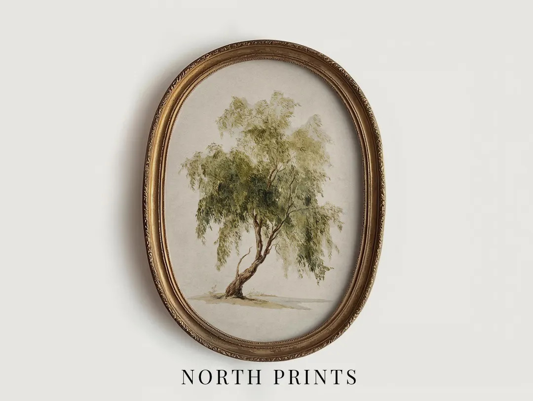 Vintage Willow Tree Watercolor Print, Country Landscape Wall Art (PRINTABLE Digital Download) 11-... | Etsy (US)