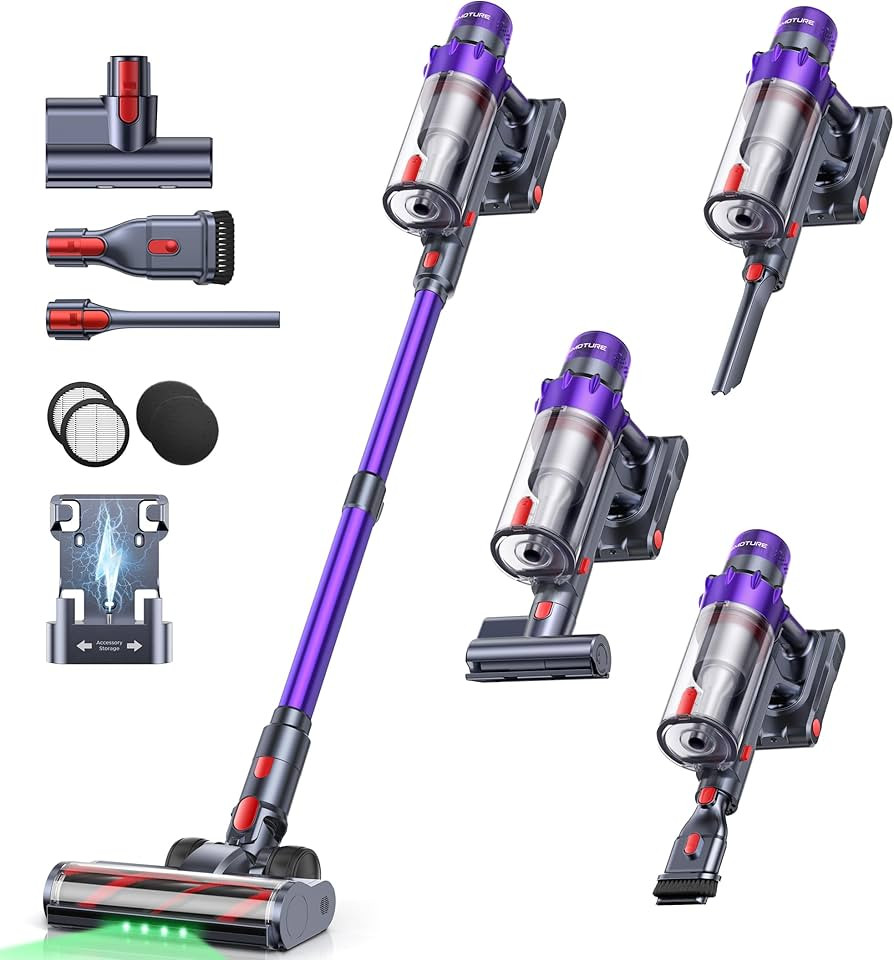 SMOTURE Cordless Vacuum Cleaner, 600W 50KPA 65Mins Vacuum Cleaners for Home, Cordless Stick Vacuu... | Amazon (US)
