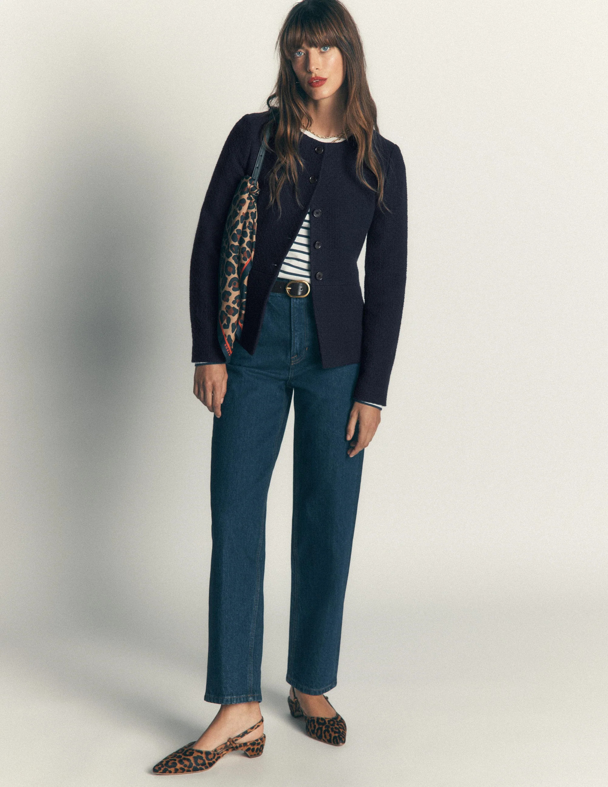 Collarless Tailored Blazer-Navy | Boden (US)