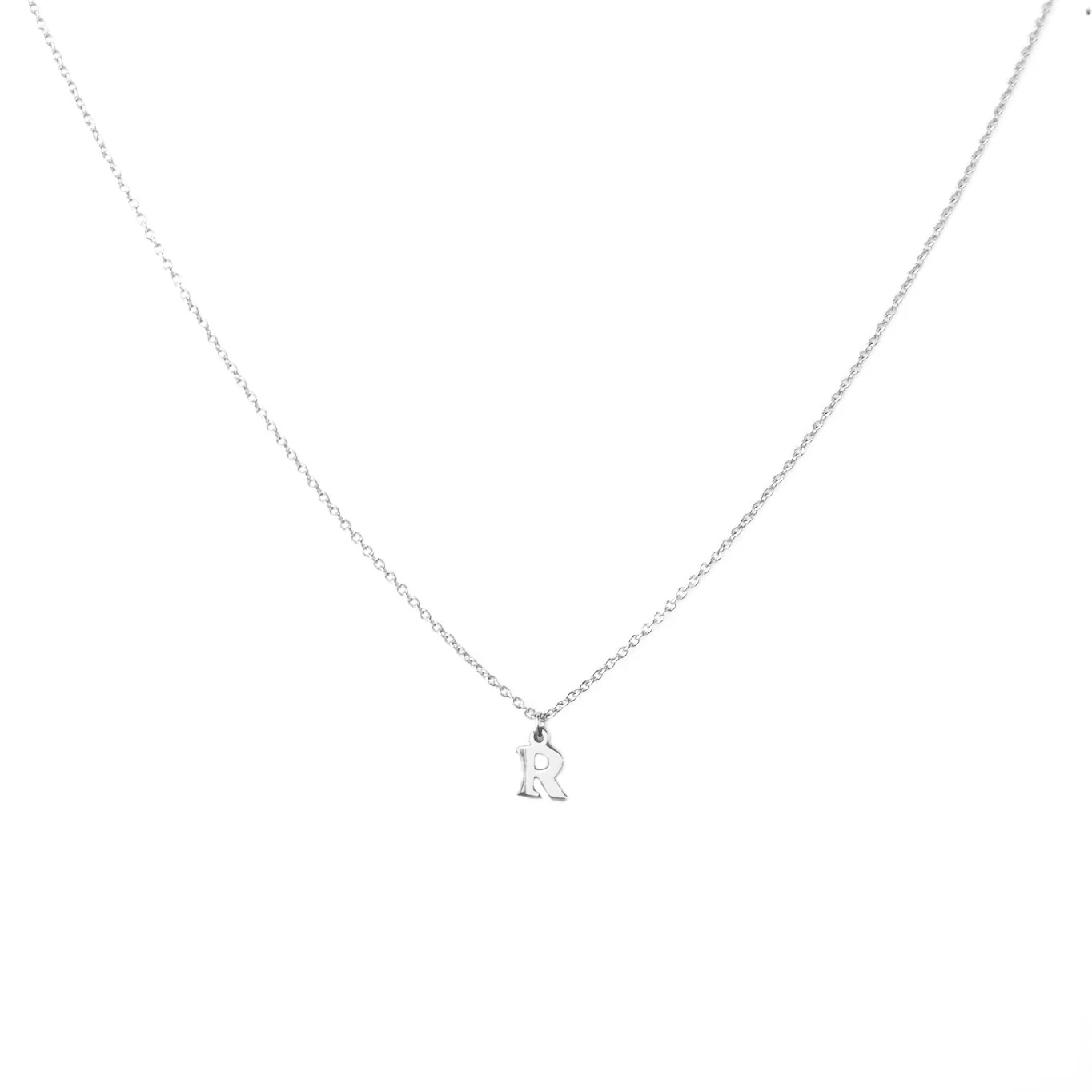 sterling silver block letter initial necklace | Marlyn Schiff