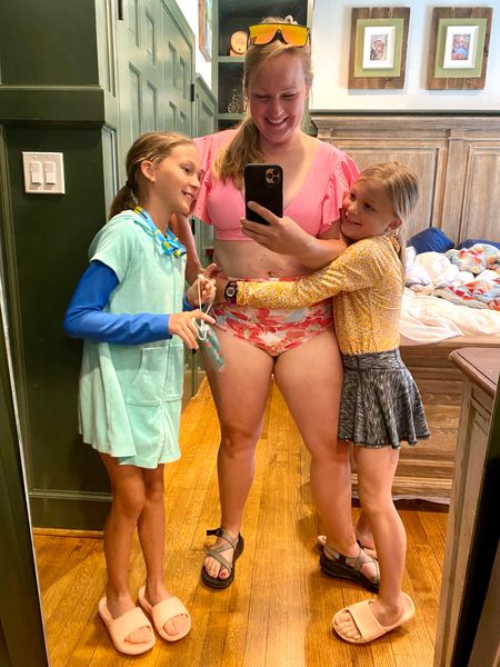 So much to be said for body positivity! It’s been over a decade since I’ve worn a two piece. I weigh the most I’ve ever weighted, I’m squishier and dimplier than I ever have been. I’m shedding all of the lies my mind has told me & embracing the body that has given me my wonderful family. Hoping to show my girls they can love their body no matter the shape or size!#LTKcurves

#LTKswim #LTKkids
